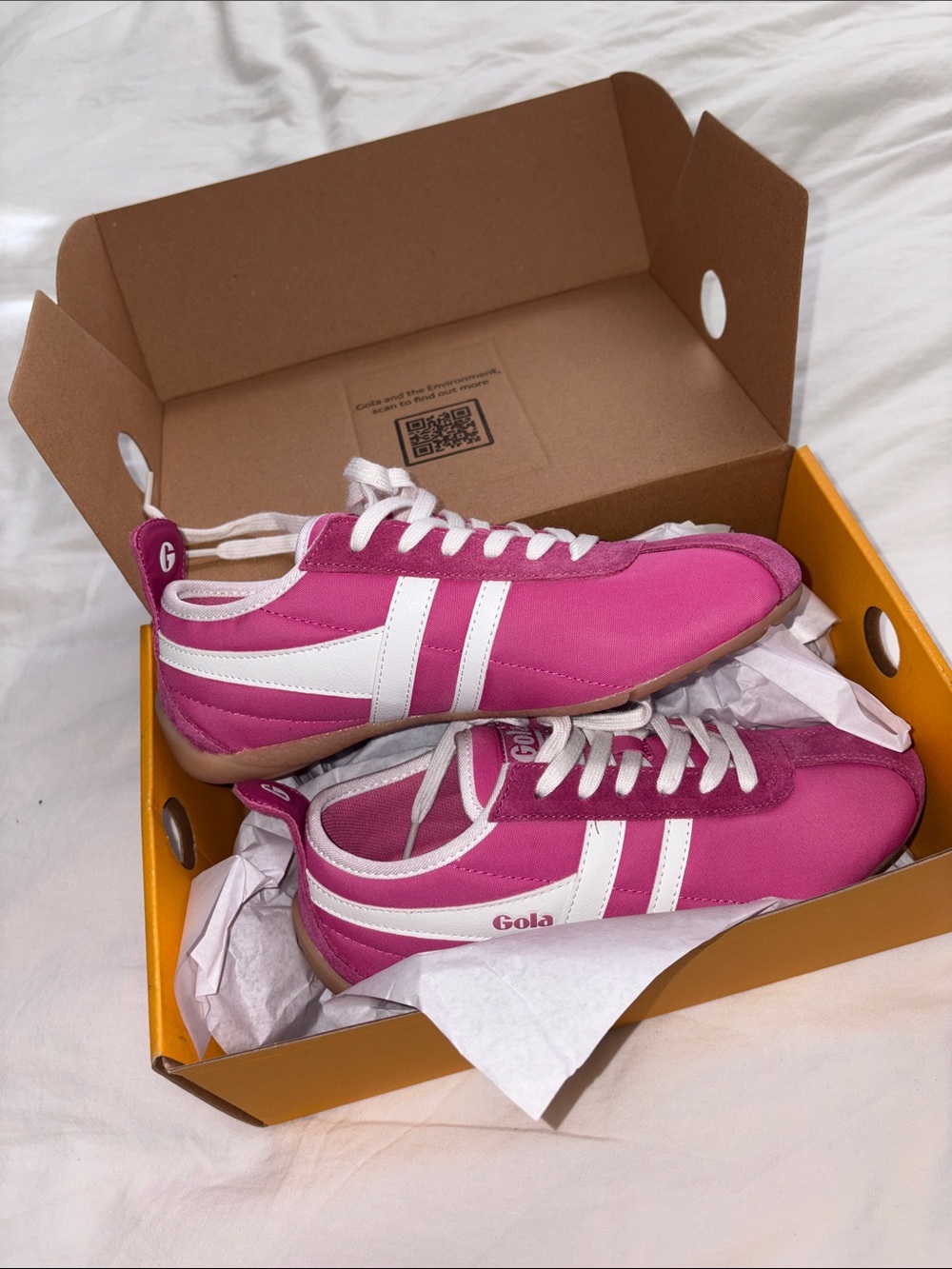 Gola Pink and White Low-Top Sneakers
